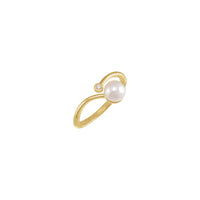 Kulturéiert Akoya Pärel mat natierlechen Diamanten Freeform Ring (14K) Haapt - Popular Jewelry - New York