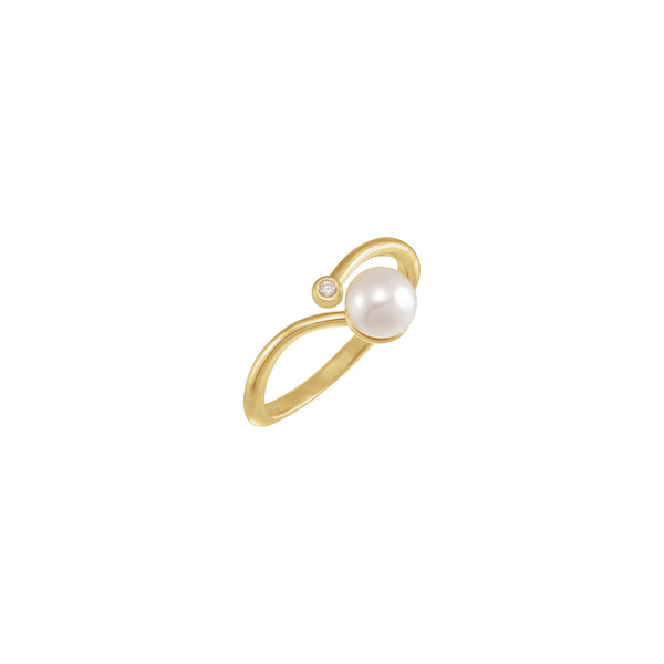 Cultured Akoya Pearl with Natural Diamond Freeform Ring (14K) main - Popular Jewelry - New York