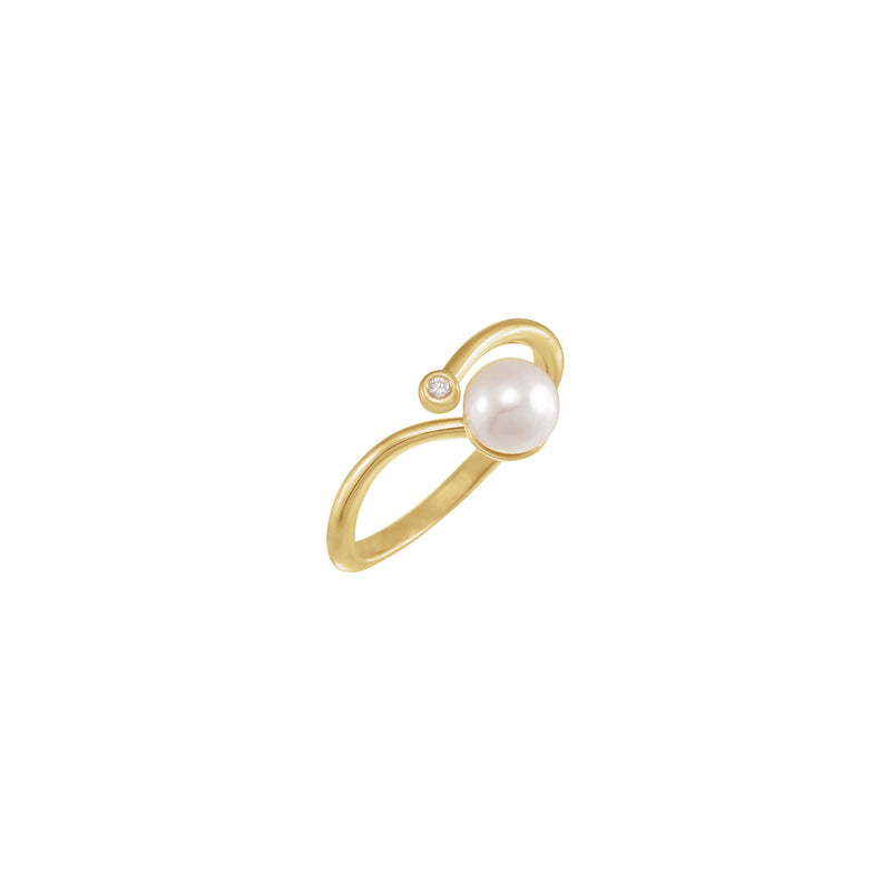 Cultured Akoya Pearl with Natural Diamond Freeform Ring (14K) main - Popular Jewelry - New York
