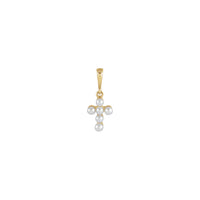 養殖白籽珍珠十字吊墜 (14K) 正面 - Popular Jewelry - 紐約