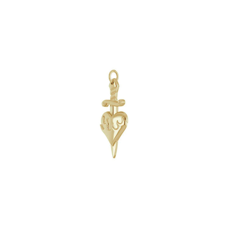 Dagger and Burning Heart Pendant (14K) diagonal - Popular Jewelry - New York