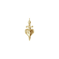 Tőr és égő szív medál (14K) elöl - Popular Jewelry - New York