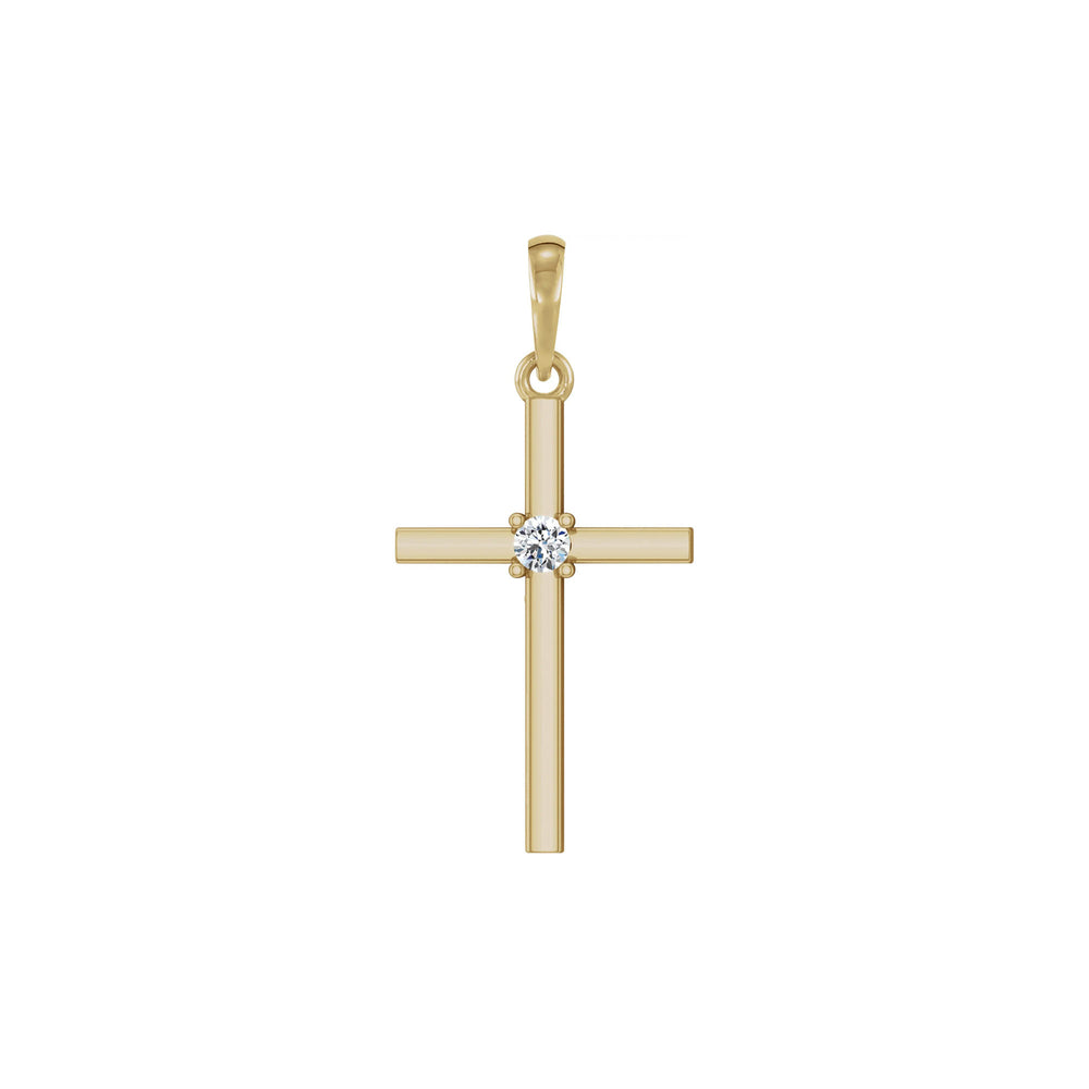 Diamond Center Cross Pendant (14K) front - Popular Jewelry - New York