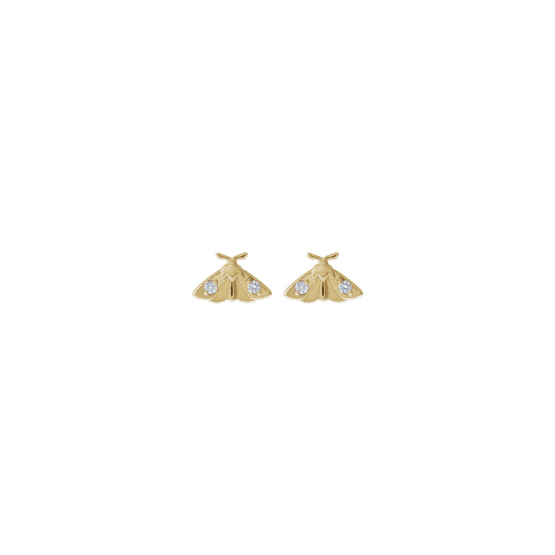Diamond Moth Insect Stud Earrings (14K) front - Popular Jewelry - New York
