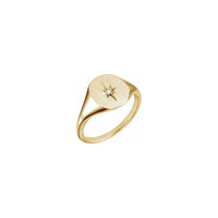 Diamond Shining Star Oval Signet Ring (14K) հիմնական 2 - Popular Jewelry - Նյու Յորք