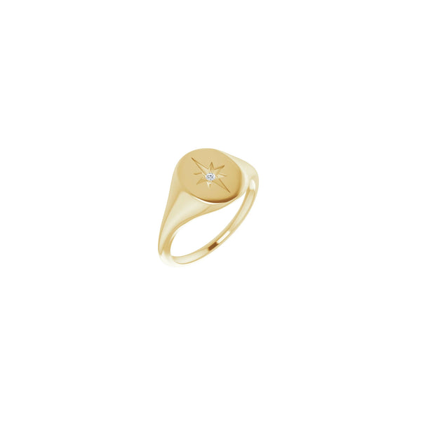 Diamond Shining Star Oval Signet Ring (14K) main - Popular Jewelry - New York