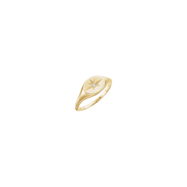 Diamond Shining Star Sideways Oval Signet Ring (14K) main - Popular Jewelry - New York