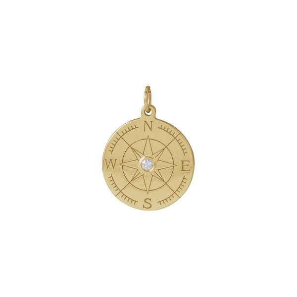 Diamond Voyager Compass Pendant (14K) front - Popular Jewelry - New York