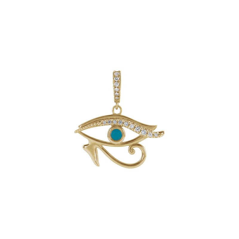 Diamond and Turquoise Eye of Horus Pendant (14K) front - Popular Jewelry - New York