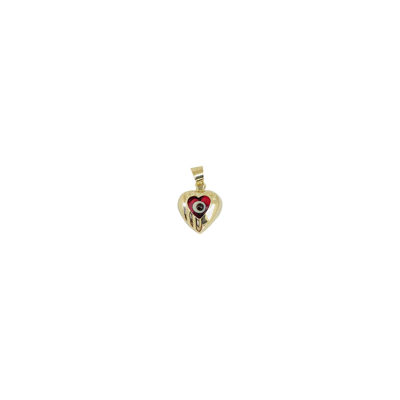 Evil Eye Three-Striped Heart Pendant (14K) red - Popular Jewelry - New York