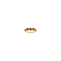 Five Heart Mozambique Garnet Ring (14K) front - Popular Jewelry - New York