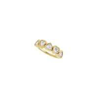 Дијагонала на прстен со пет бели срца (14K) - Popular Jewelry - Њујорк