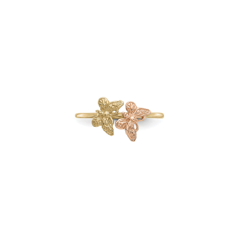 Golden and Pink Butterflies Ring (14K) front - Popular Jewelry - New York