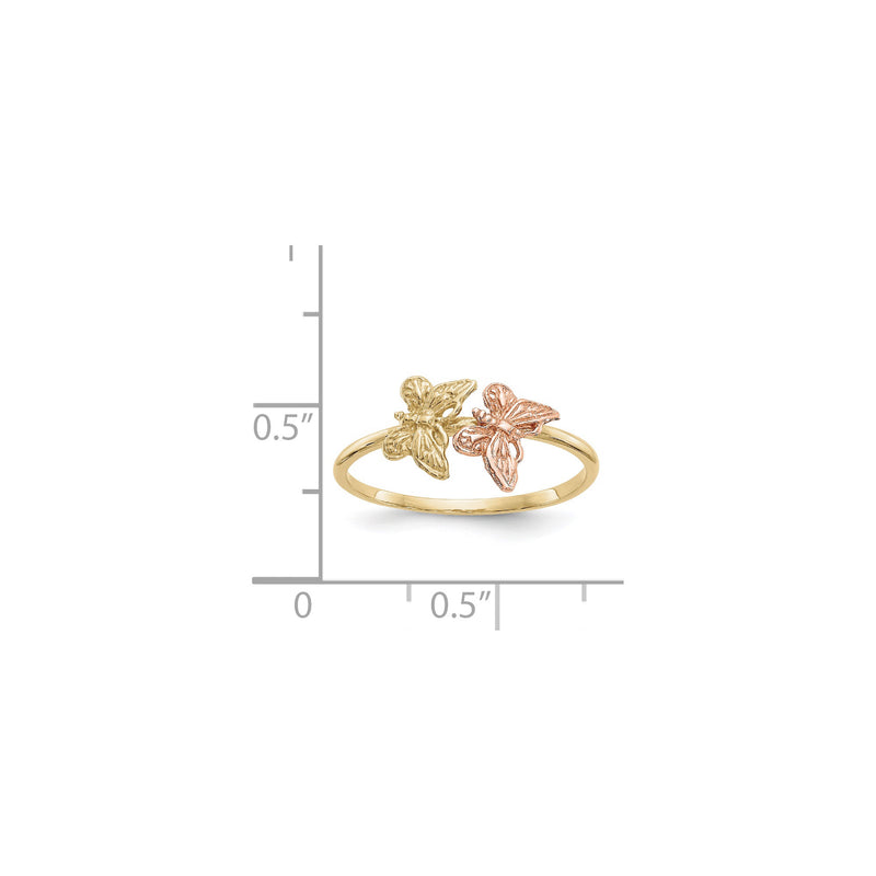 Golden and Pink Butterflies Ring (14K) scale - Popular Jewelry - New York