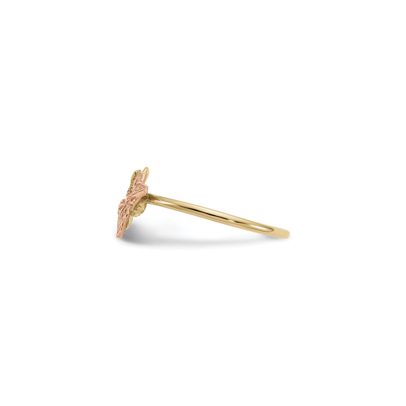 Golden and Pink Butterflies Ring (14K) side - Popular Jewelry - New York
