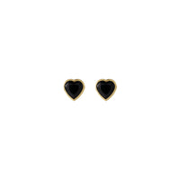 Heart Onyx Bezel Stud Earrings (14K) front - Popular Jewelry - New York