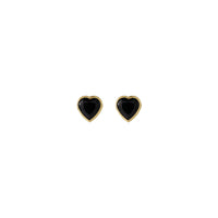 Heart Onyx Bezel Stud Earrings (14K) front - Popular Jewelry - New York