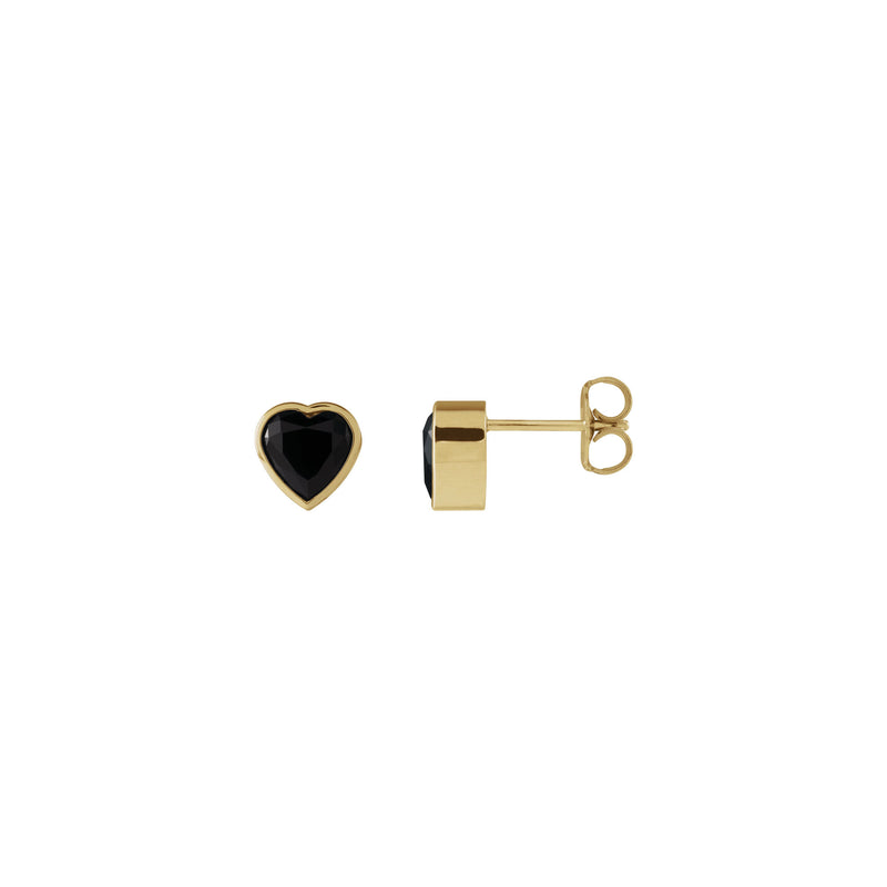 Heart Onyx Bezel Stud Earrings (14K) main - Popular Jewelry - New York