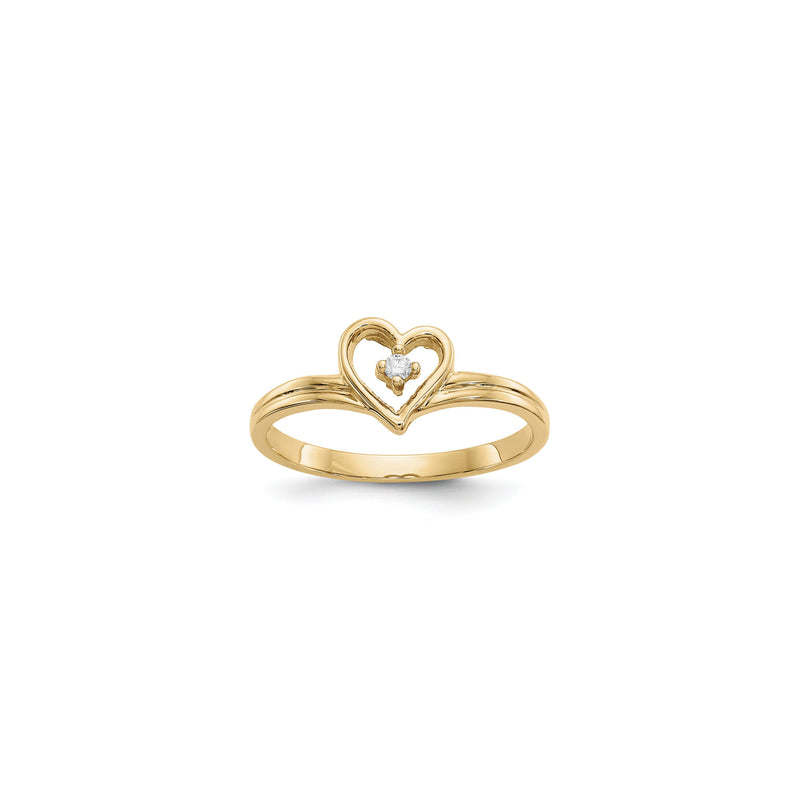 Heart Outline with Solitaire Diamond Ring (14K) main - Popular Jewelry - New York