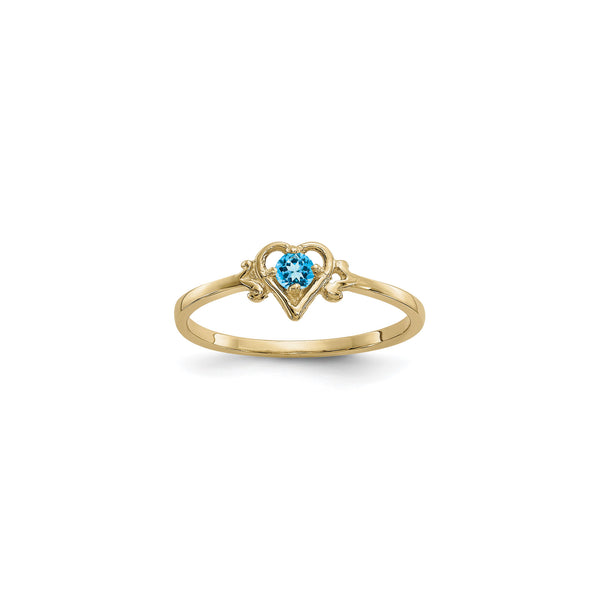 Heart Outlined December Birthstone Blue Zircon Ring (14K) main - Popular Jewelry - New York