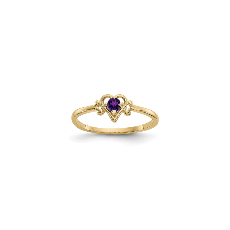 Heart Outlined February Birthstone Amethyst Ring (14K) main - Popular Jewelry - New York