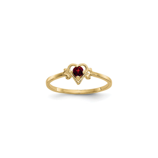 Heart Outlined January Birthstone Garnet Ring (14K) main - Popular Jewelry - New York