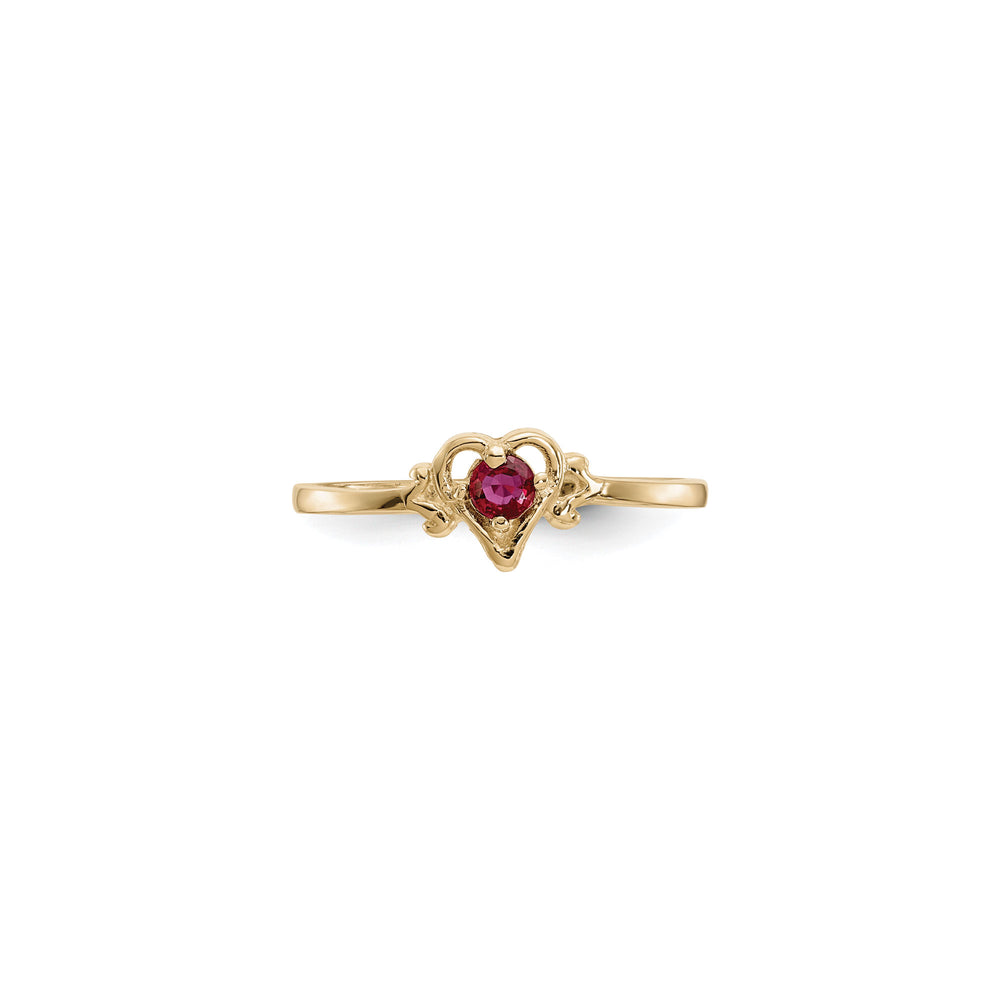Heart Outlined July Birthstone Ruby Ring (14K) front - Popular Jewelry - New York