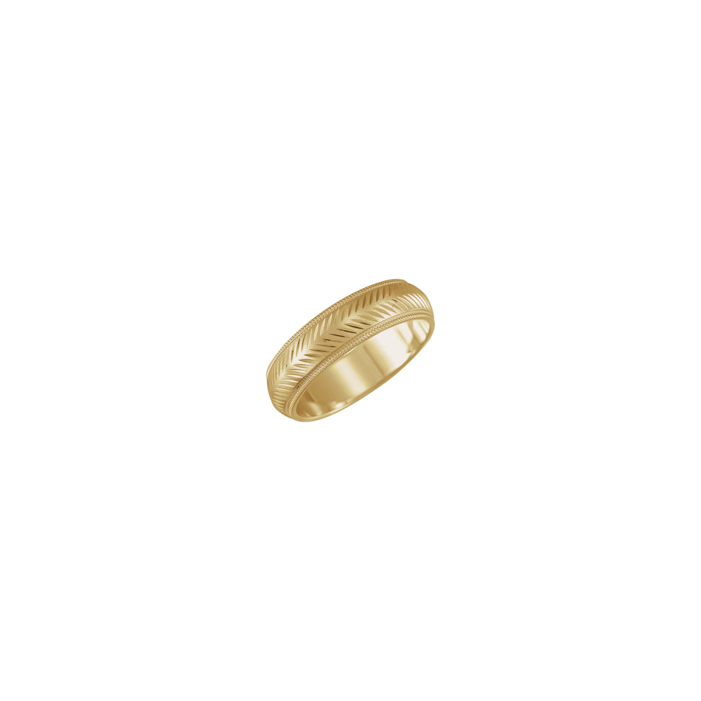 Herringbone and Milgrain Pattern Ring (14K) main - Popular Jewelry - New York