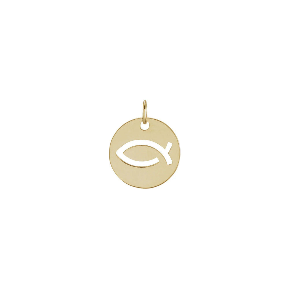 Ichthus Religious Fish Symbol Pendant (14K) front - Popular Jewelry - New York