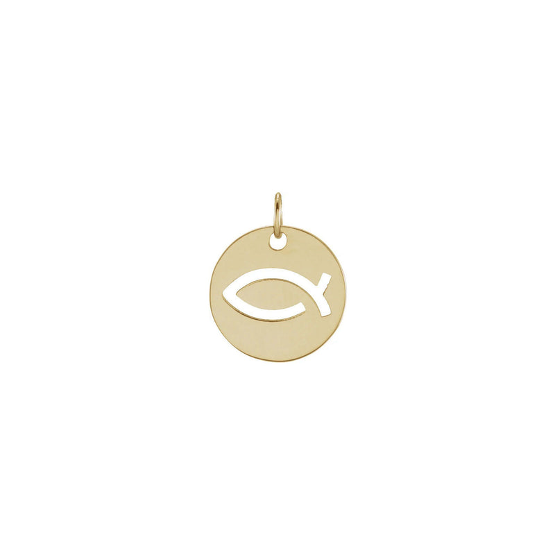 Ichthus Religious Fish Symbol Pendant (14K) front - Popular Jewelry - New York