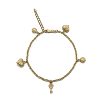 Key, Hearts and Circle Charm Bracelet (14K) Popular Jewelry - New York