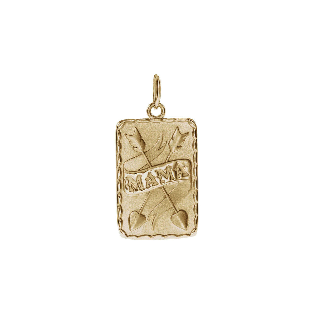 Mama Rectangular Pendant (14K) front - Popular Jewelry - New York