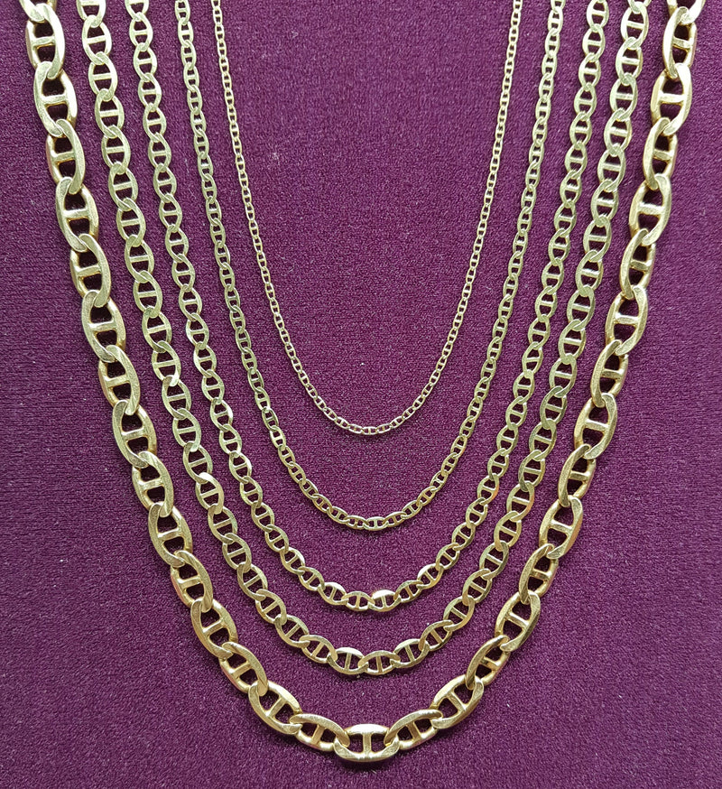 Solid Mariner Flat Link Chain (14K) front - Popular Jewelry - New York