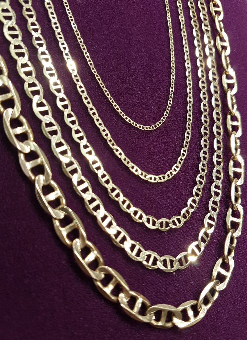 Solid Mariner Flat Link Chain (14K) side - Popular Jewelry - New York