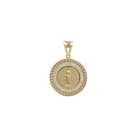 Miraculous Miami Cuban Link Framed CZ Round Pendant (14K) Popular Jewelry - New York