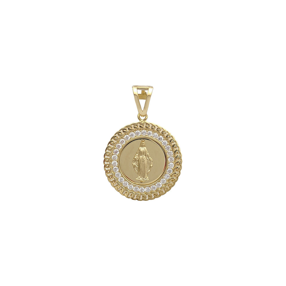 Miraculous Miami Cuban Link Framed CZ Round Pendant (14K) Popular Jewelry - New York