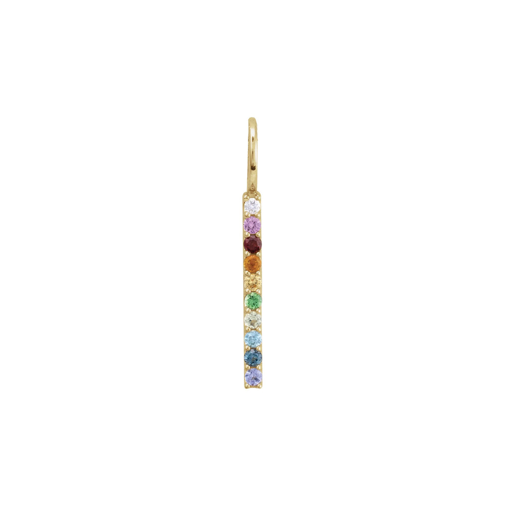 Multi-Gemstone Rainbow Bar Pendant (14K) front - Popular Jewelry - New York