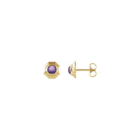 Natural Amethyst Cabochon Octagon Stud Earrings (14K) main - Popular Jewelry - New York