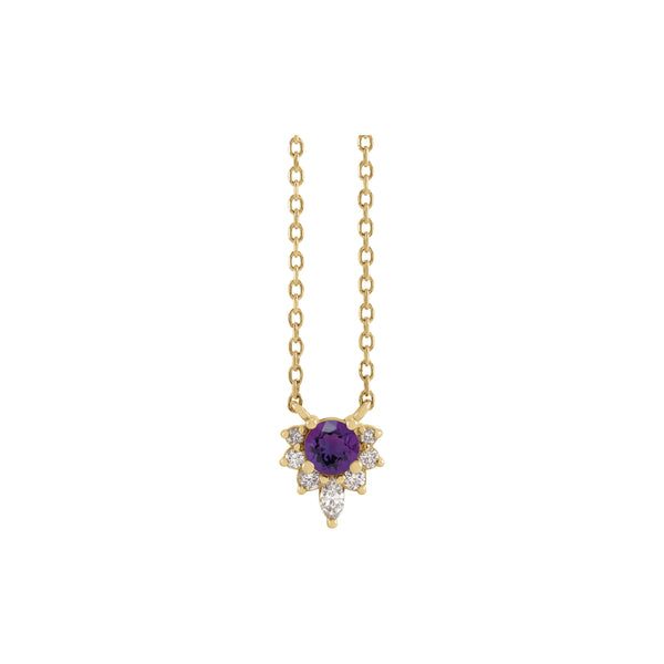 Natural Amethyst and Diamond Necklace (14K) front - Popular Jewelry - New York