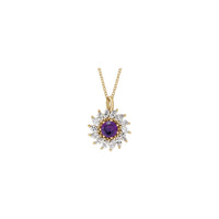 Natural Amethyst and Marquise Diamond Halo Necklace (14K) front - Popular Jewelry - New York
