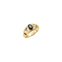 Natural Black Star Sapphire Diamond Accented Ring (14K) diagonal - Popular Jewelry - New York