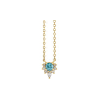 Natural Blue Zircon ug Diamond Necklace (14K) atubangan - Popular Jewelry - New York