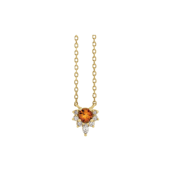 Natural Citrine and Diamond Necklace (14K) front - Popular Jewelry - New York