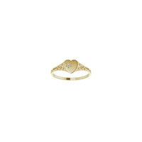 Natural Diamond Dotted Heart Signet Ring (14K) front - Popular Jewelry - Efrog Newydd