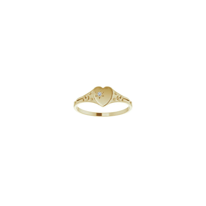 Natural Diamond Dotted Heart Signet Ring (14K) front - Popular Jewelry - New York