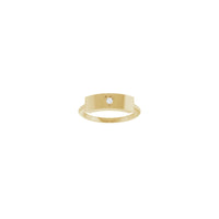 Anillo de barra grabable con corazón de diamante natural (14K) frontal - Popular Jewelry - Nueva York
