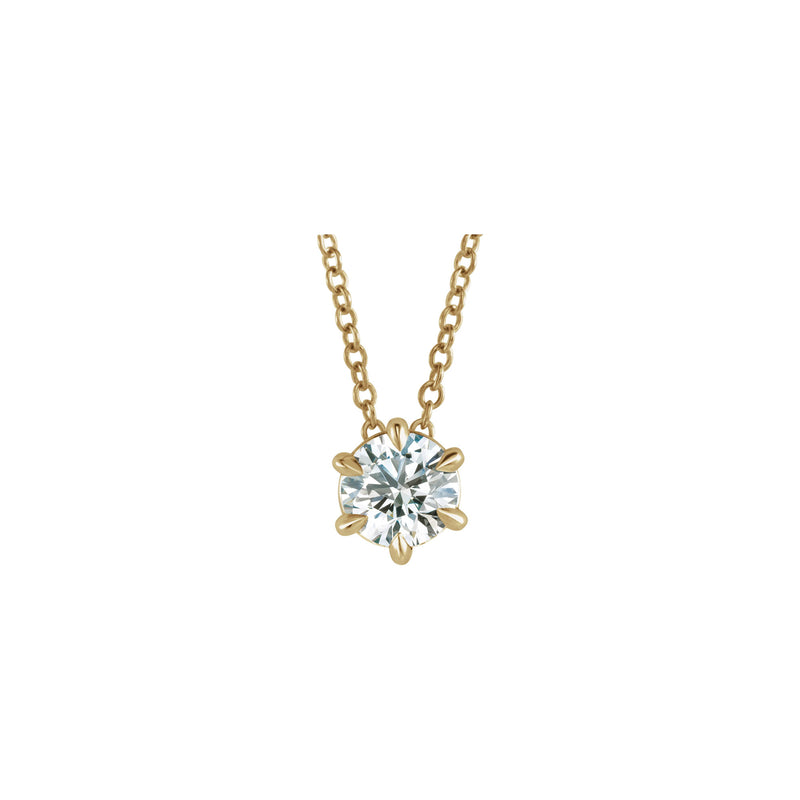 Natural Diamond Solitaire Claw Prong Necklace (14K) front - Popular Jewelry - New York