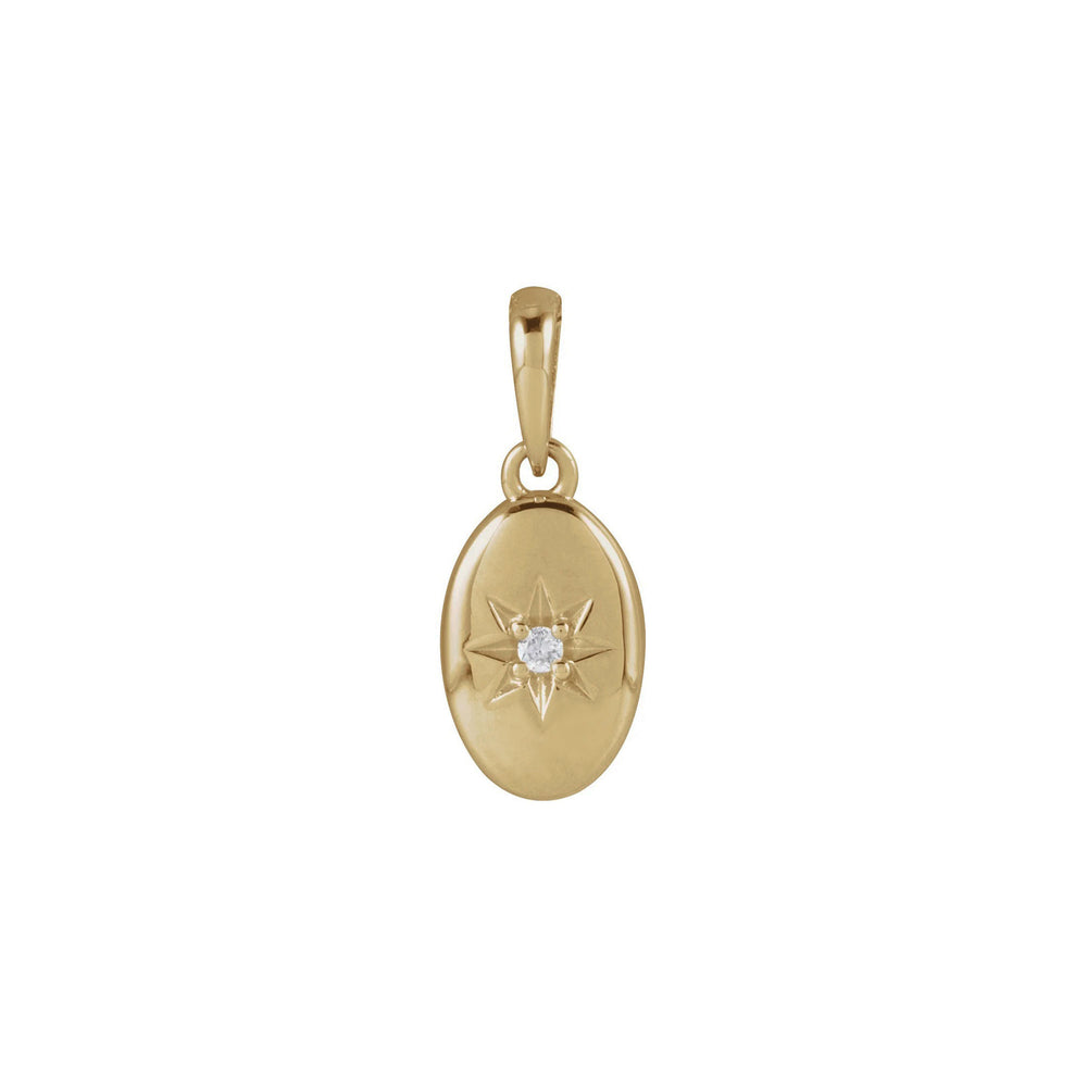 Natural Diamond Starburst Oval Pendant (14K) front - Popular Jewelry - New York