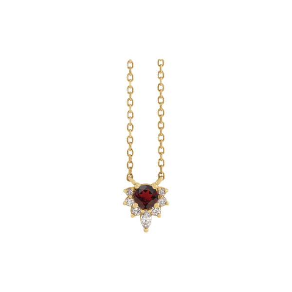 Natural Mozambique Garnet and Diamond Necklace (14K) front - Popular Jewelry - New York