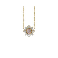 Natural Pink Morganite and Diamond Starburst Necklace (14K) front - Popular Jewelry - New York